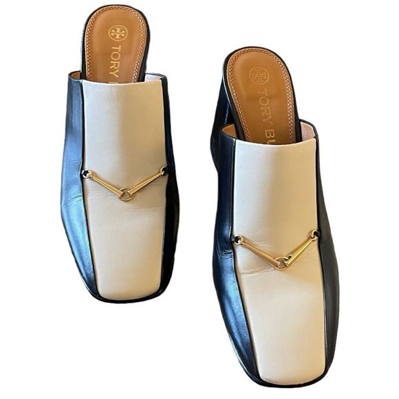 Tory Burch Equestrian Link Leather High Heeled Mules - Picture 10 of 10